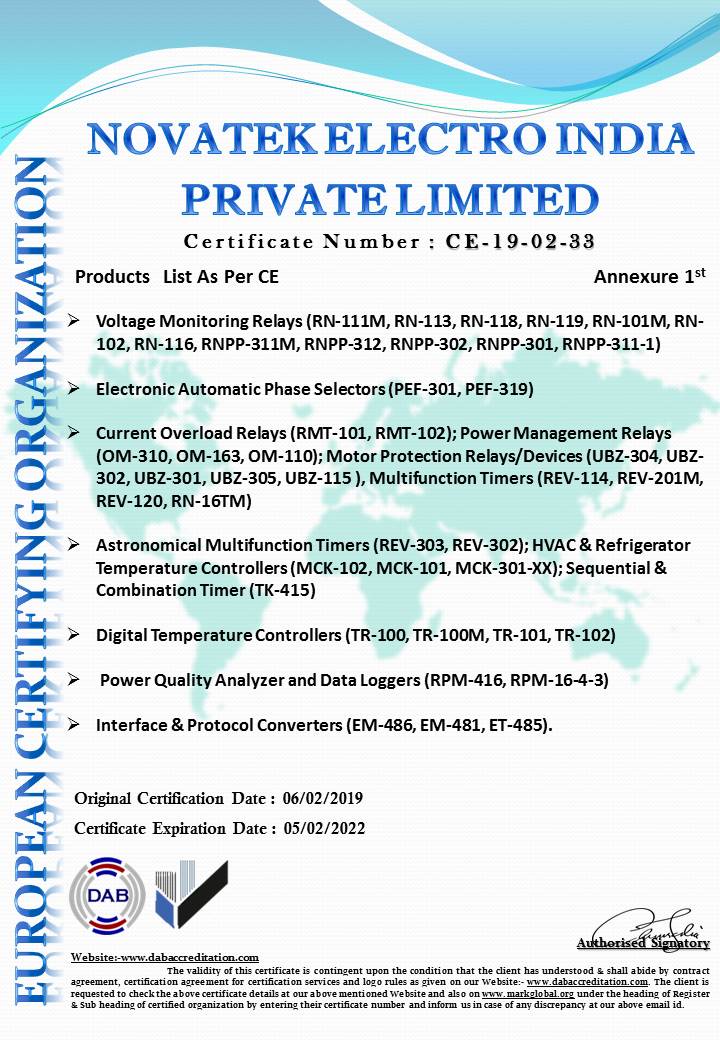 Novatek India CE Certificate